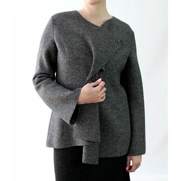 B5 NEW BEYOND THREADS Mayu Draped Lapel Charcoal Felted Alpaca Jacket Sz XS $328 - Picture 2 of 8